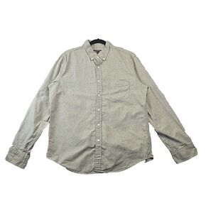 J Crew Mercantile Mens Shirt L Long Sleeve Button Up Black Dot Green Style K1628